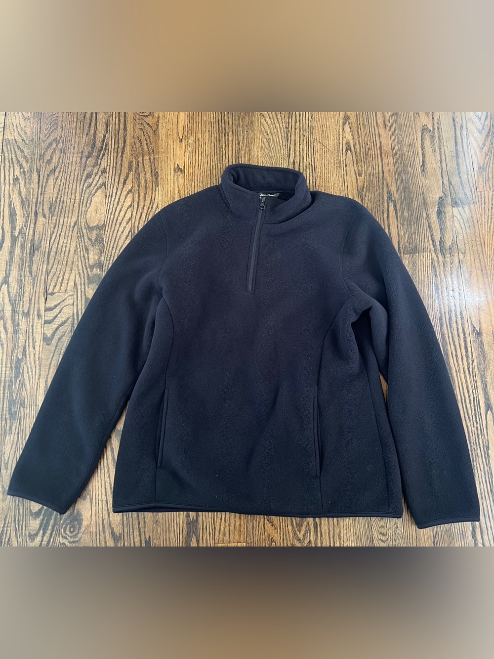 Eddie Bauer 1/4 Zip Black Fleece Jacket with Logo Tag